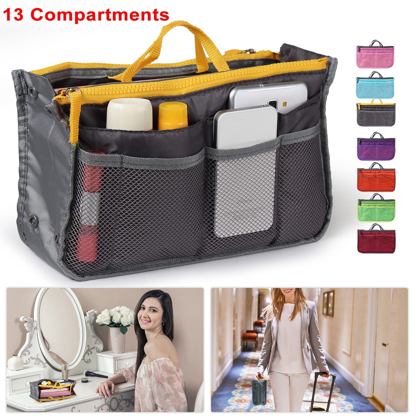 [vendor] Women Lady Travel Insert Handbag Organizer Makeup Bags