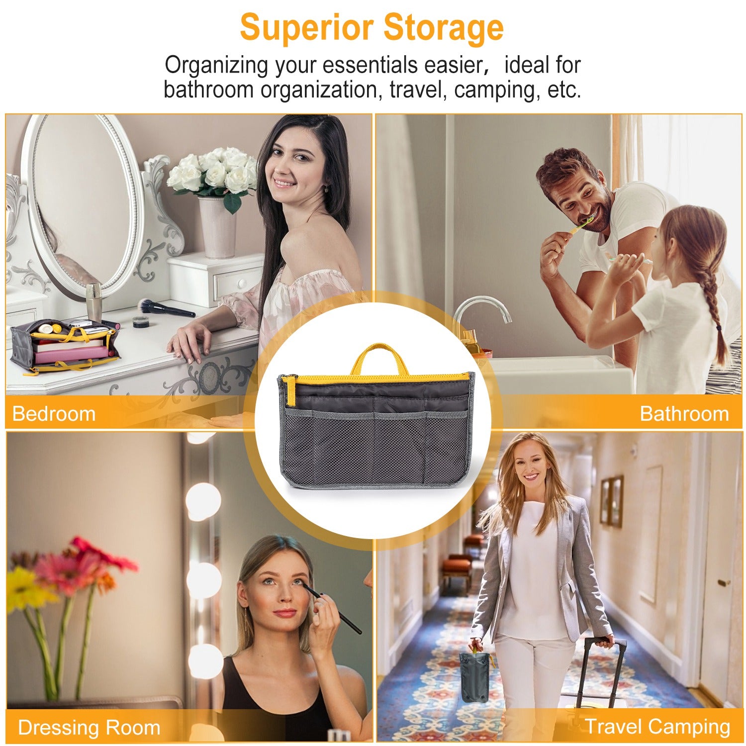 [vendor] Women Lady Travel Insert Handbag Organizer Makeup Bags