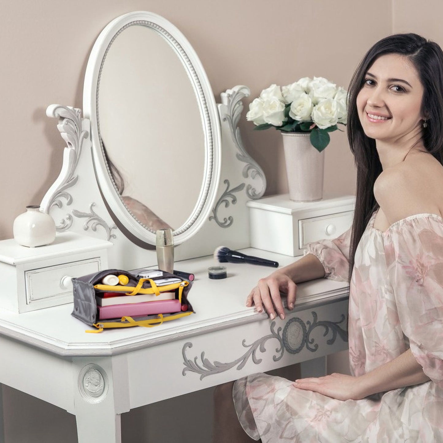 [vendor] Women Lady Travel Insert Handbag Organizer Makeup Bags