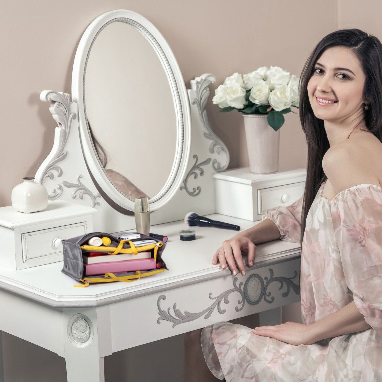 [vendor] Women Lady Travel Insert Handbag Organizer Makeup Bags
