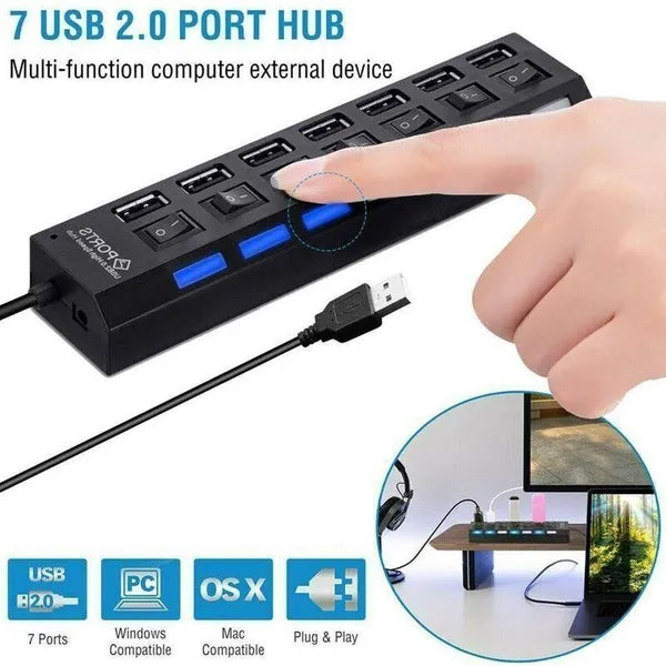 [vendor] 7 Port USB 2.0 3.0 Hub Splitter Adapter High Speed For