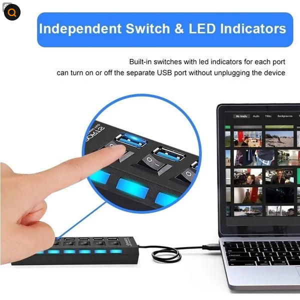 [vendor] 7 Port USB 2.0 3.0 Hub Splitter Adapter High Speed For