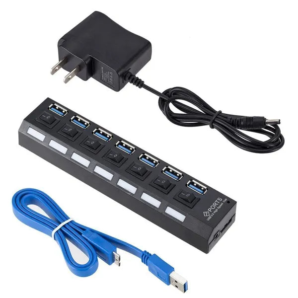 [vendor] 7 Port USB 2.0 3.0 Hub Splitter Adapter High Speed For