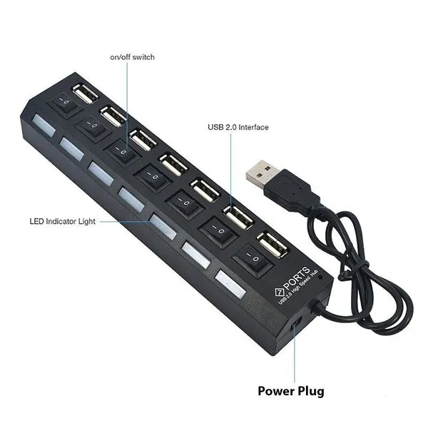 [vendor] 7 Port USB 2.0 3.0 Hub Splitter Adapter High Speed For