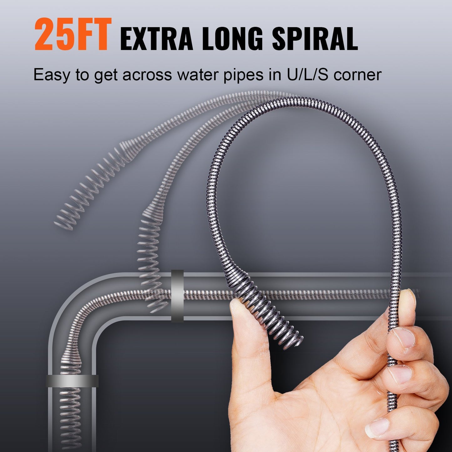 [vendor] Drain Auger 25Ft, Plumbing Snake With Drill Attachment,