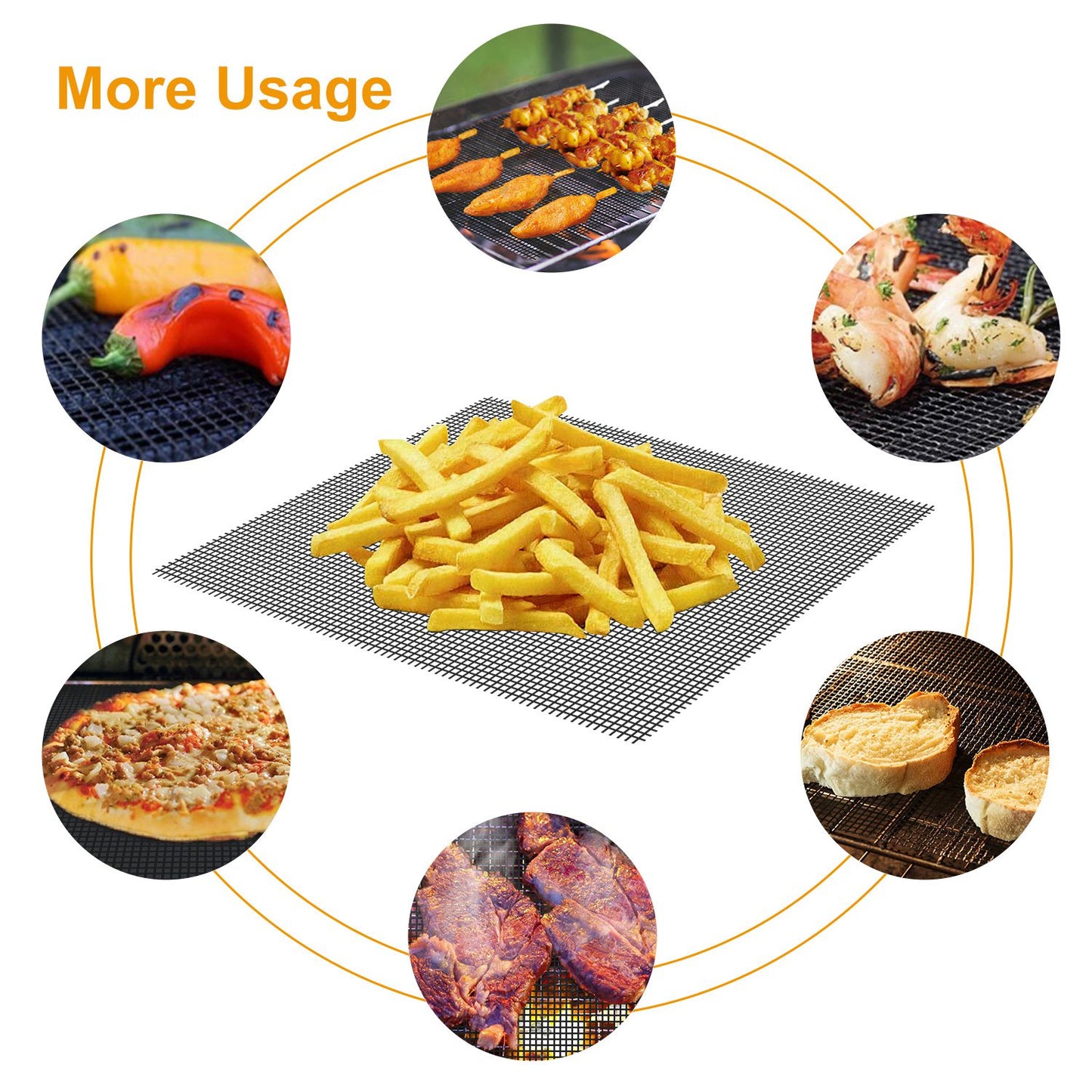 [vendor] 1Pc BBQ Grill Mat Non-Stick Mesh Mat Baking Sheet Liner