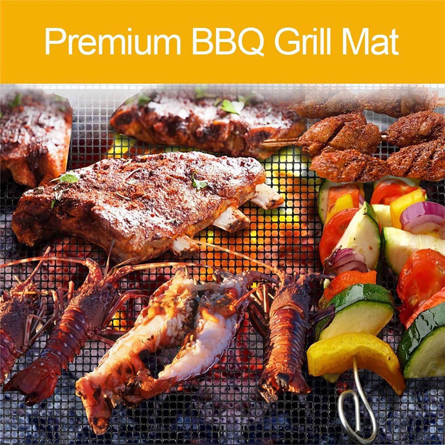 [vendor] 1Pc BBQ Grill Mat Non-Stick Mesh Mat Baking Sheet Liner