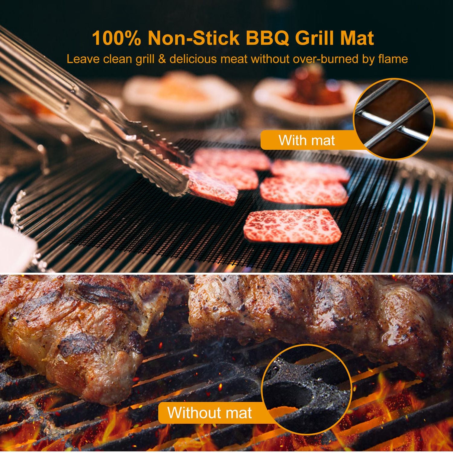 [vendor] 1Pc BBQ Grill Mat Non-Stick Mesh Mat Baking Sheet Liner