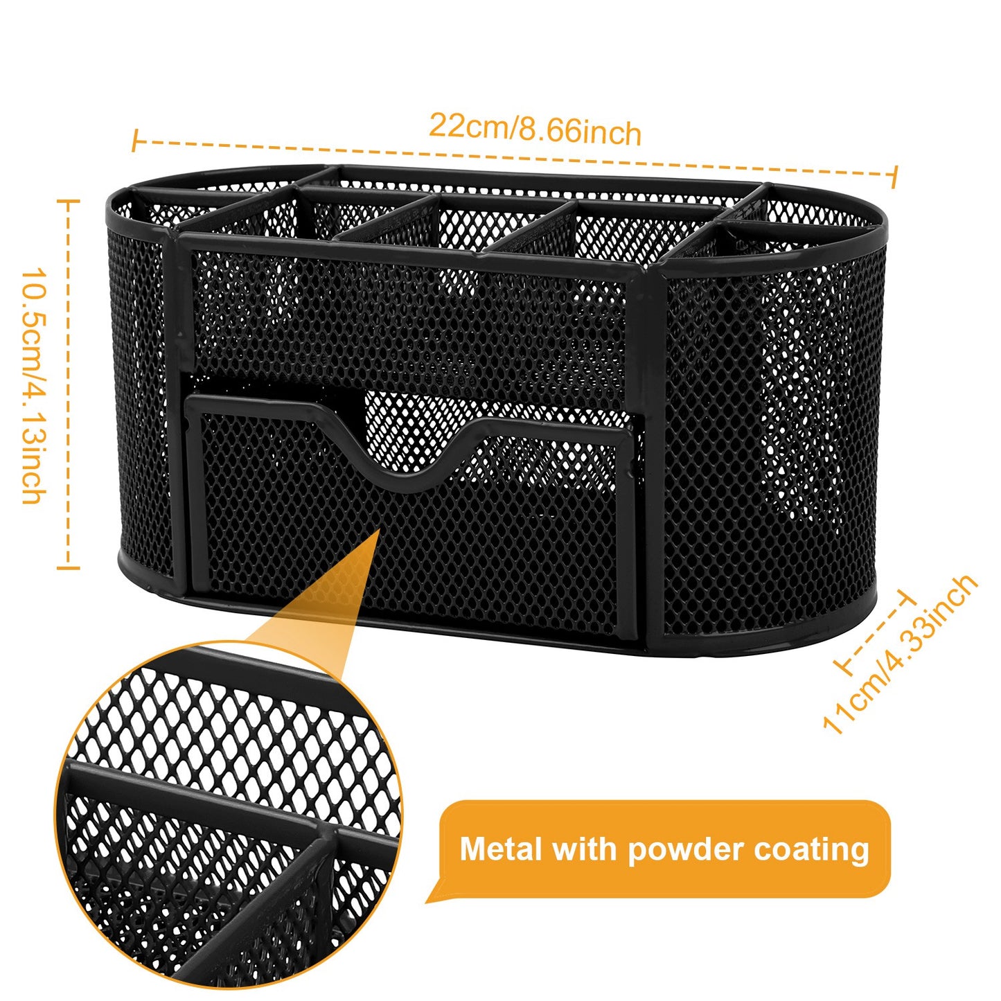 [vendor] 1Pc Metal Mesh Pencil Holders Desk Organizer With 9
