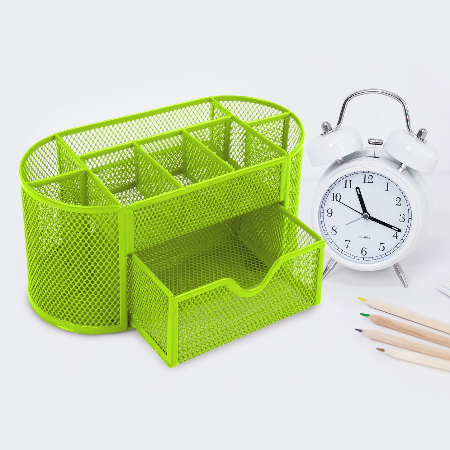 [vendor] 1Pc Metal Mesh Pencil Holders Desk Organizer With 9