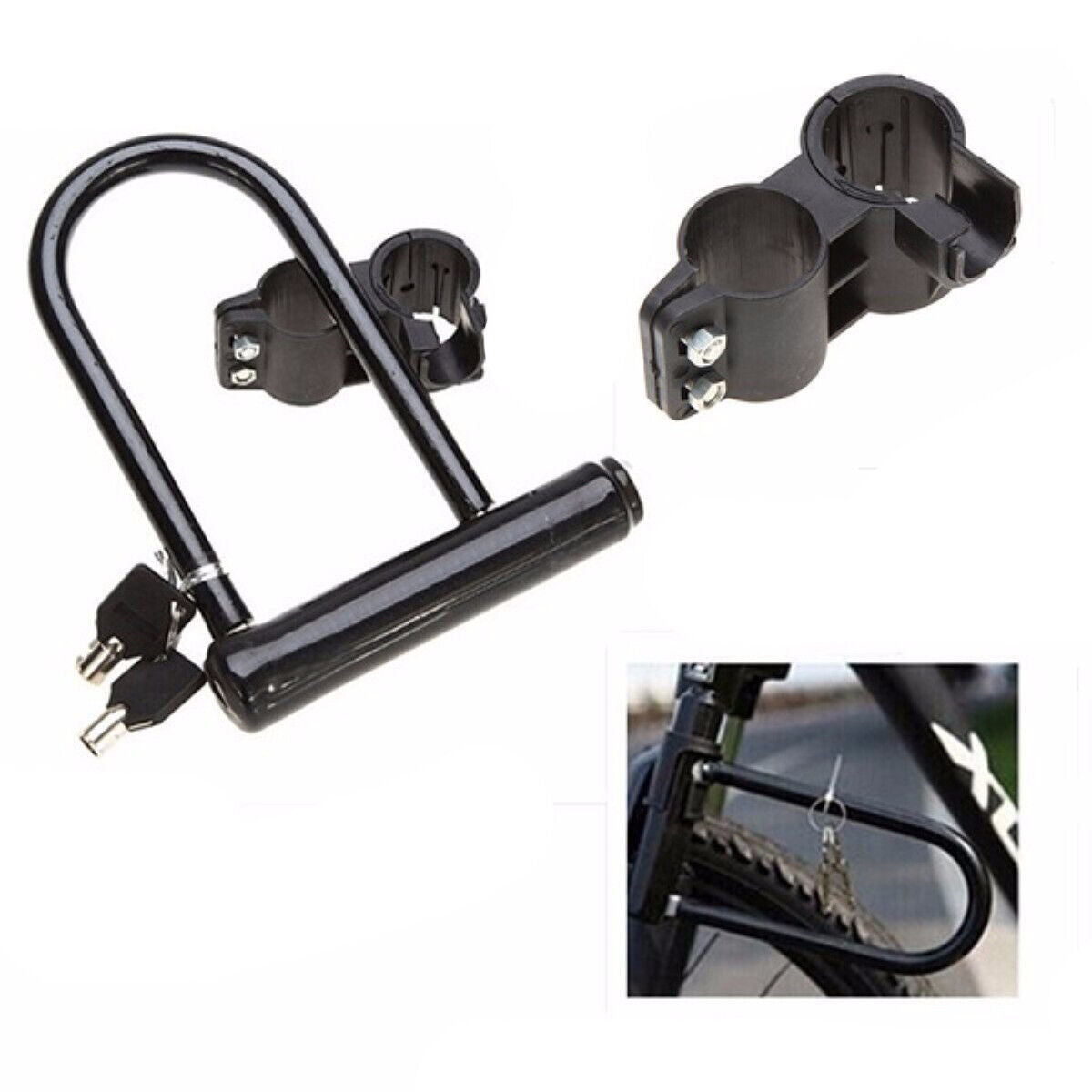 [vendor] U Shaped Bike Lock Plum Pin W Two Keys Heavy Duty Cable
