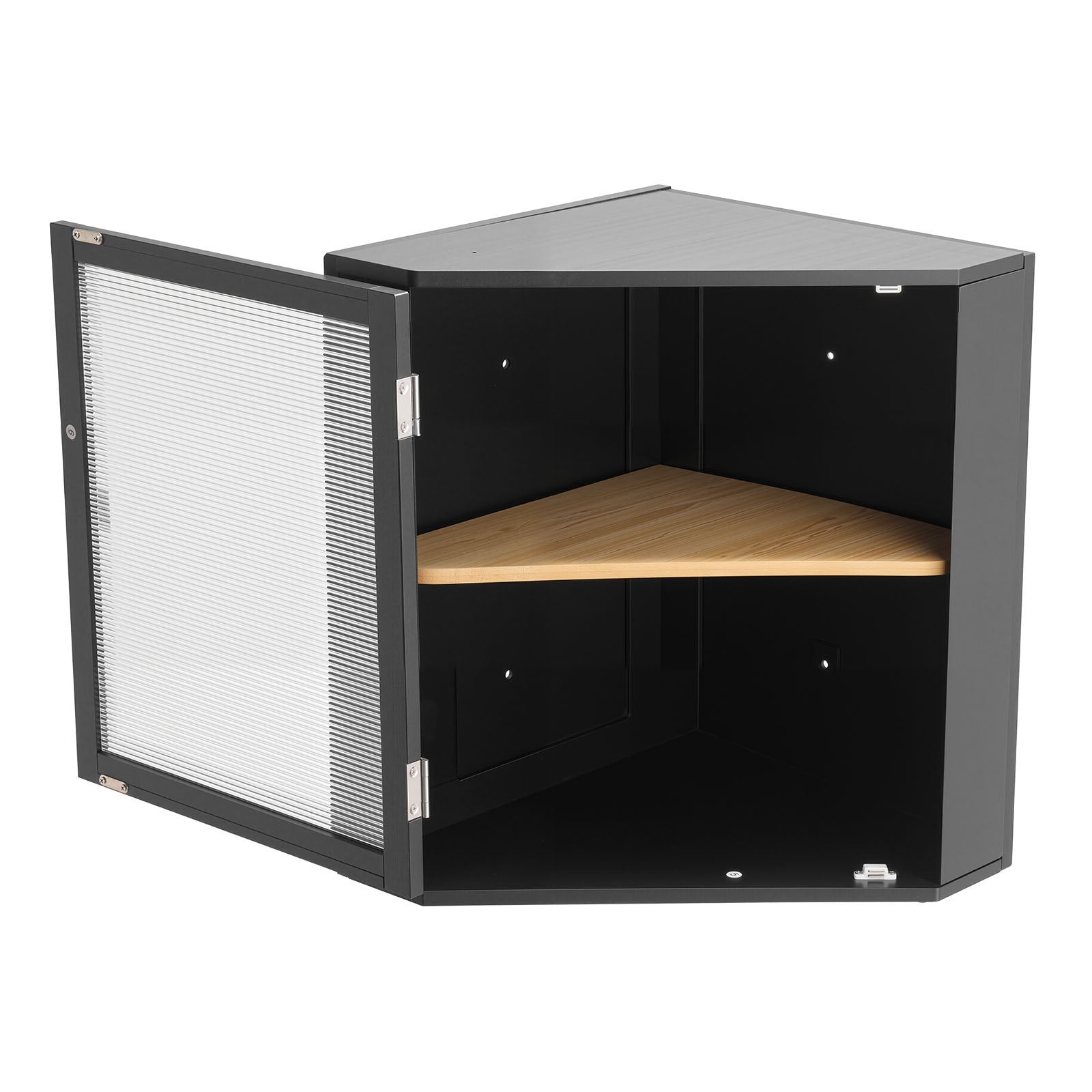 [vendor] Corner Bread Box For Kitchen Counter Double Layer Bamboo