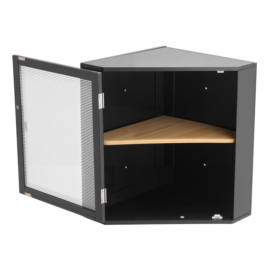 [vendor] Corner Bread Box For Kitchen Counter Double Layer Bamboo