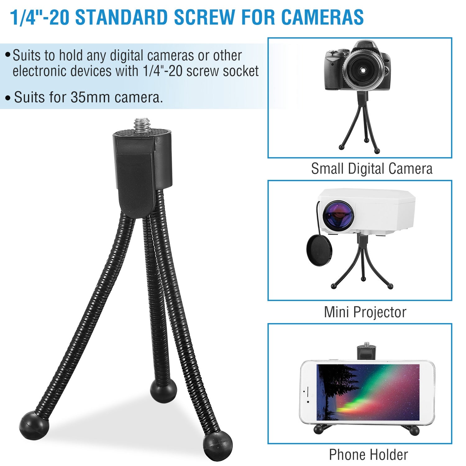 [vendor] Tripod Stand For Camera Mini Projector Flexible Tripod