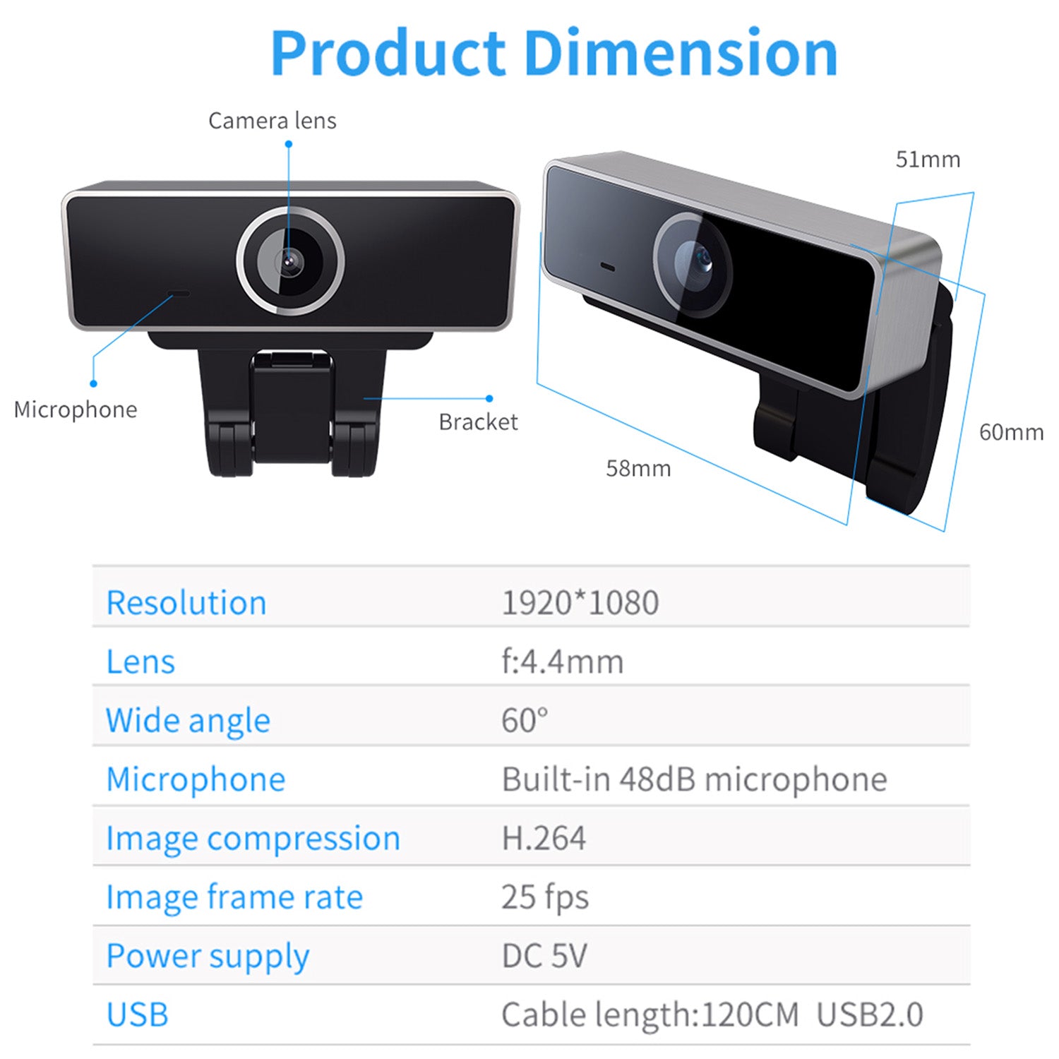 [vendor] 1Pc FHD 1080P Webcam USB PC Computer Webcam Auto Focus