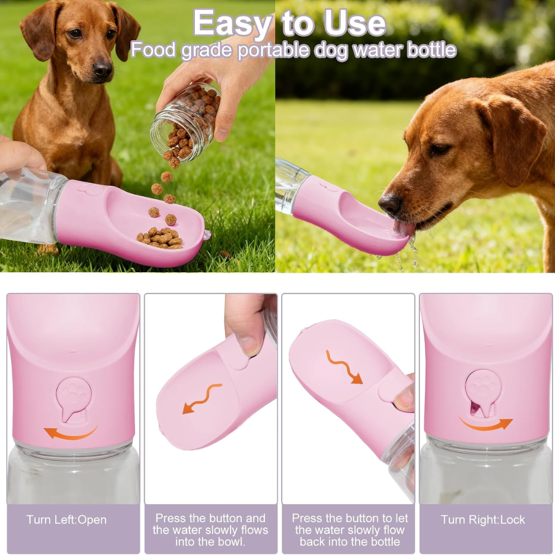 [vendor] Portable Dog Water Bottle With Food Container, Drinking Bottle For