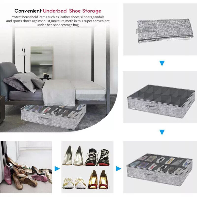 [vendor] Under Bed Shoe Box 12 Pairs Storage Organiser Closet