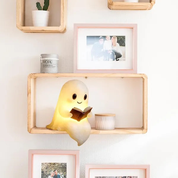 [vendor] Cute Ghost Reading Book Lamp Halloween Gifts Light Up