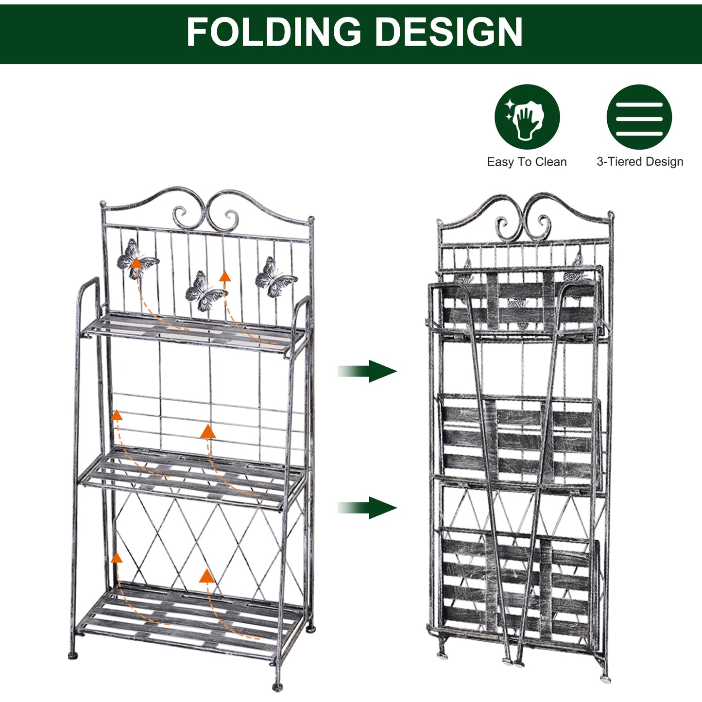 [vendor] 3 Tier Plant Stand Indoor Outdoor, Metal Plant Shelf