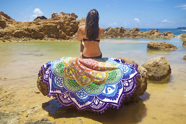 [vendor] Polygon Printing Tassel Round Bath Towel Yoga Mat