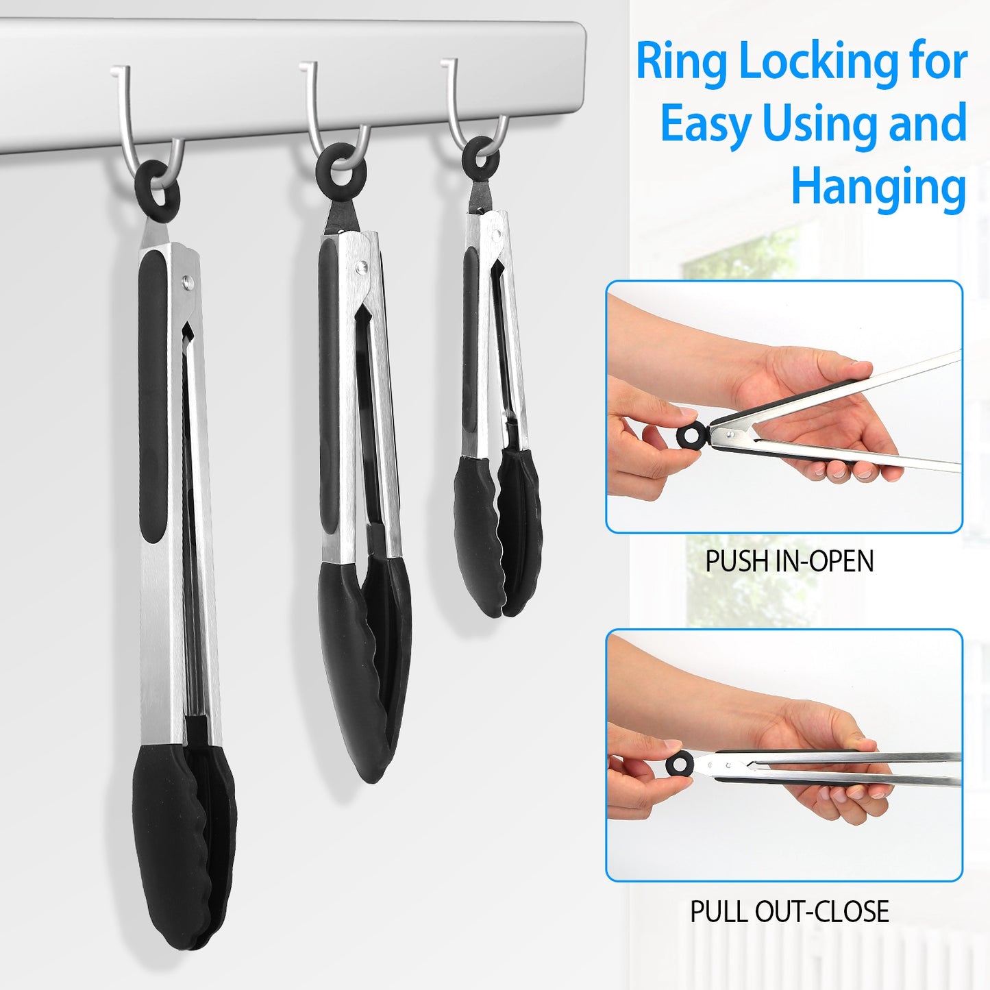 [vendor] 3Pcs Per Set Kitchen Tongs Stainless Steel Locking Food