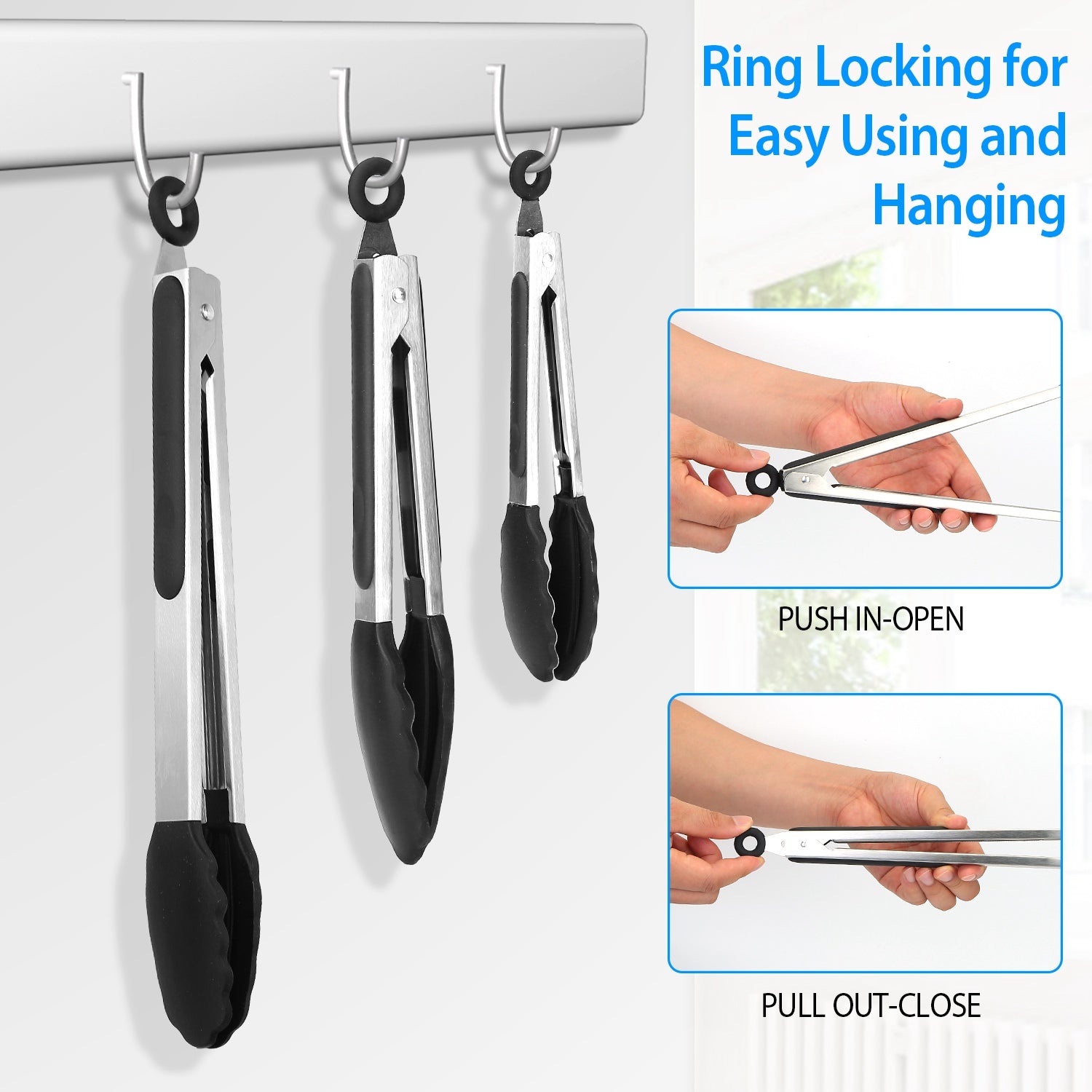 [vendor] 3Pcs Per Set Kitchen Tongs Stainless Steel Locking Food