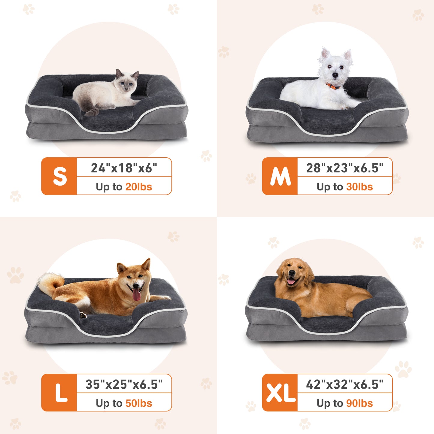 [vendor] Memory Foam Pet Bed For Small Dogs & Cats With Washable Removable Cover Non-Slip Base Waterproof Liner