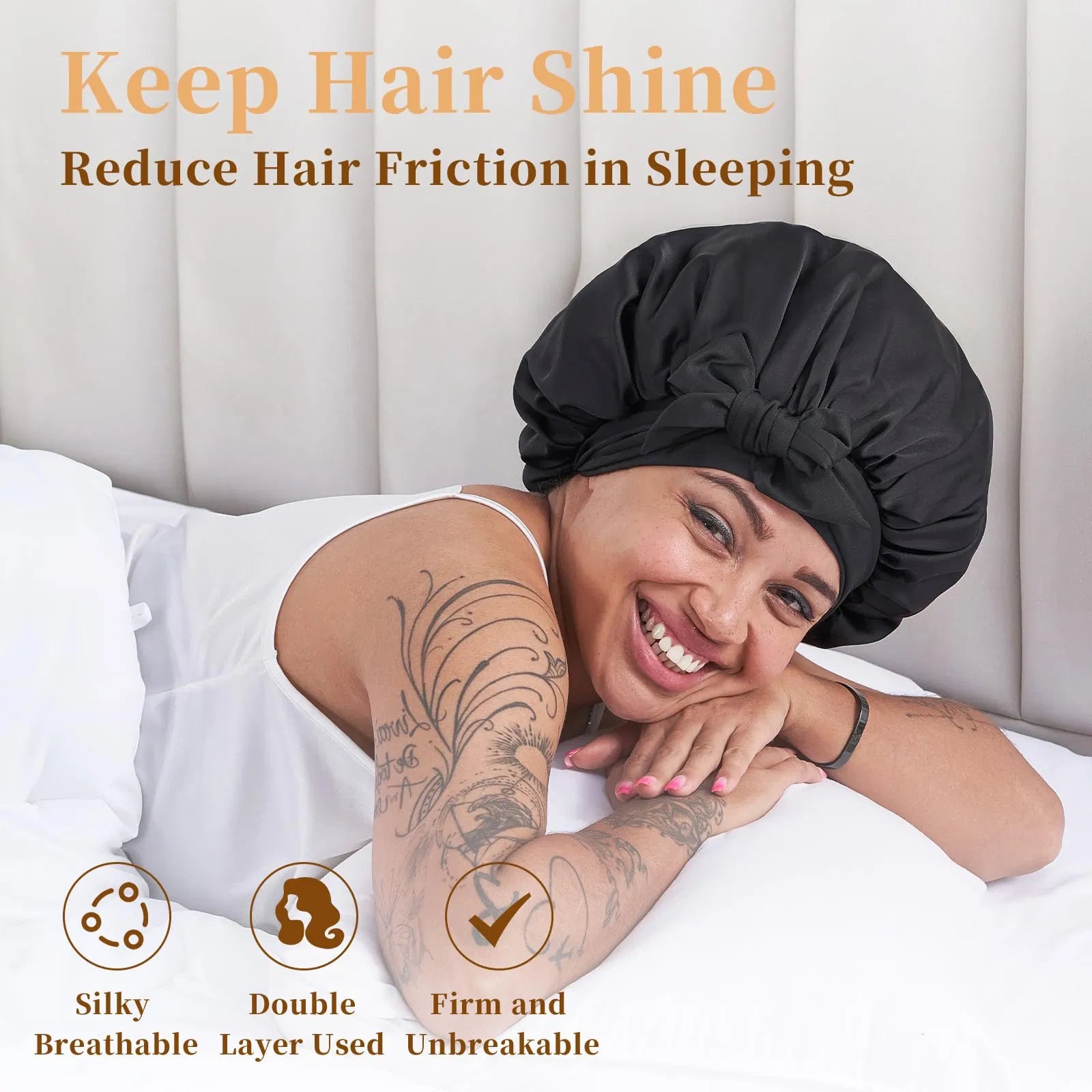 [vendor] Silk Bonnet For Sleeping Women, Satin Hair Bonnet For