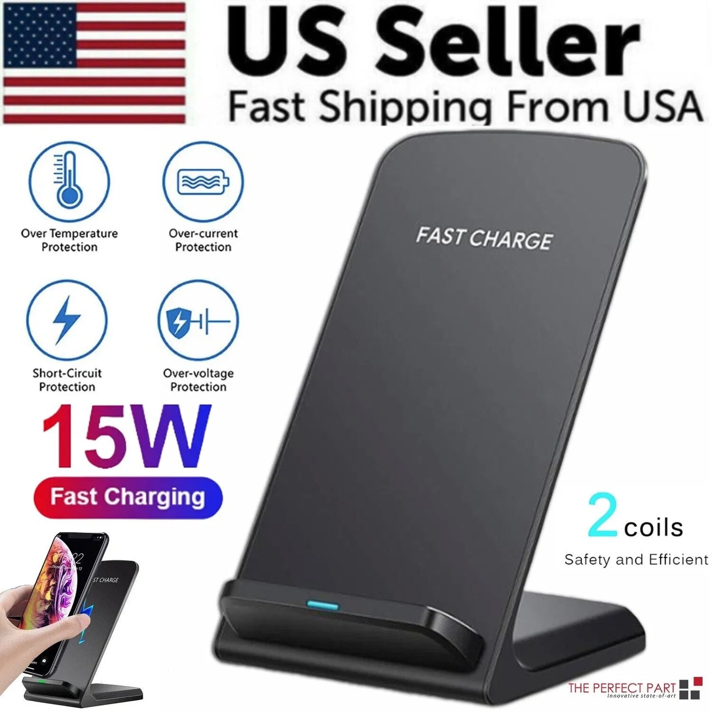 [vendor] Qi Wireless Fast Charger Charging Pad Stand Dock For