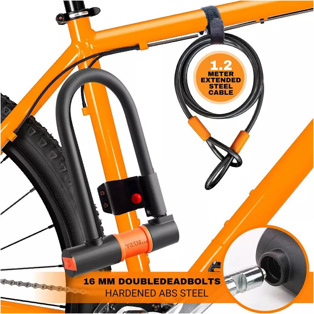 [vendor] U Shaped Bike Lock With Two Keys Heavy Duty Cable With