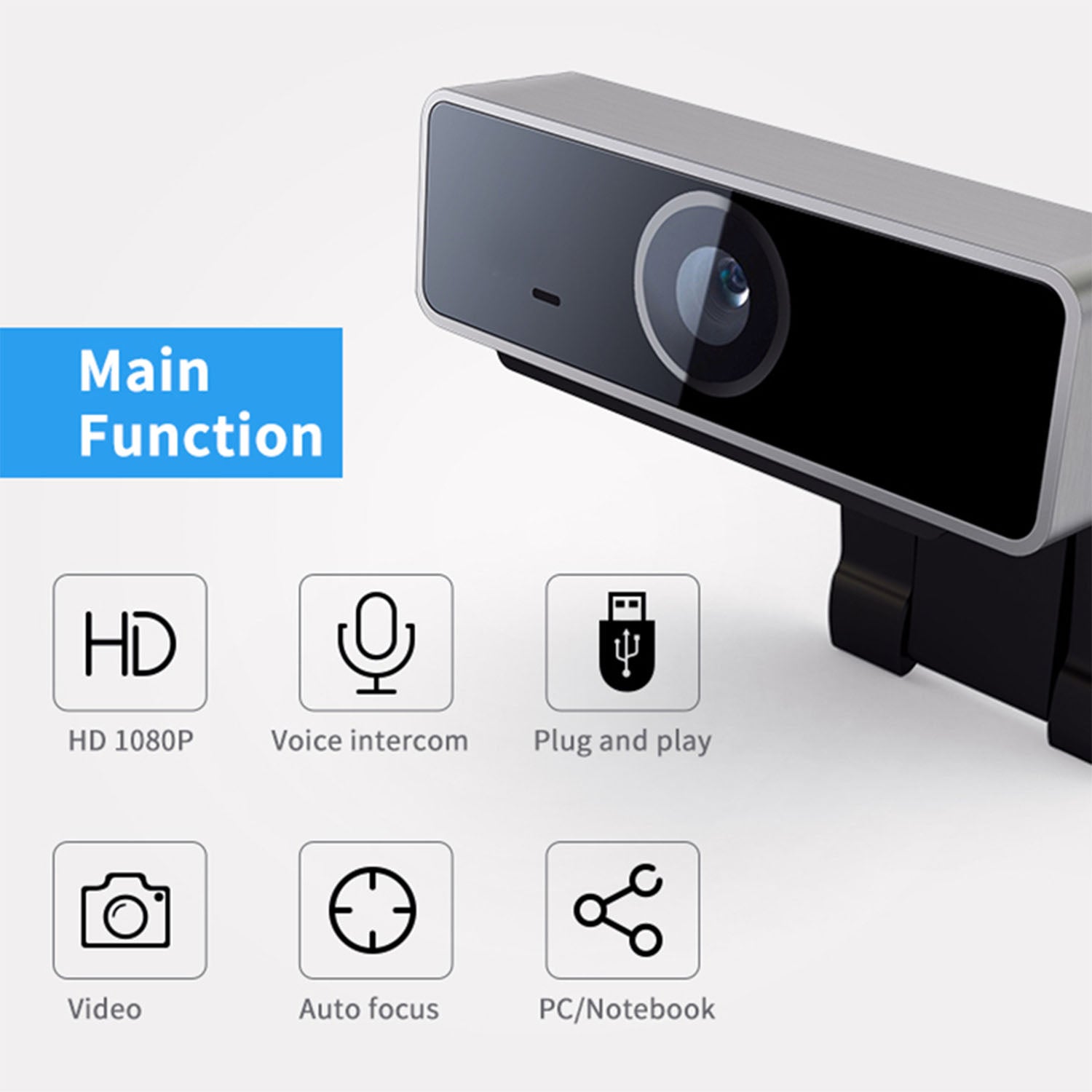 [vendor] 1Pc FHD 1080P Webcam USB PC Computer Webcam Auto Focus