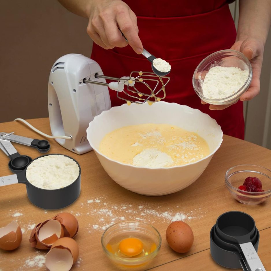[vendor] Stackable Measuring Cups & Spoons Set - Black Nesting