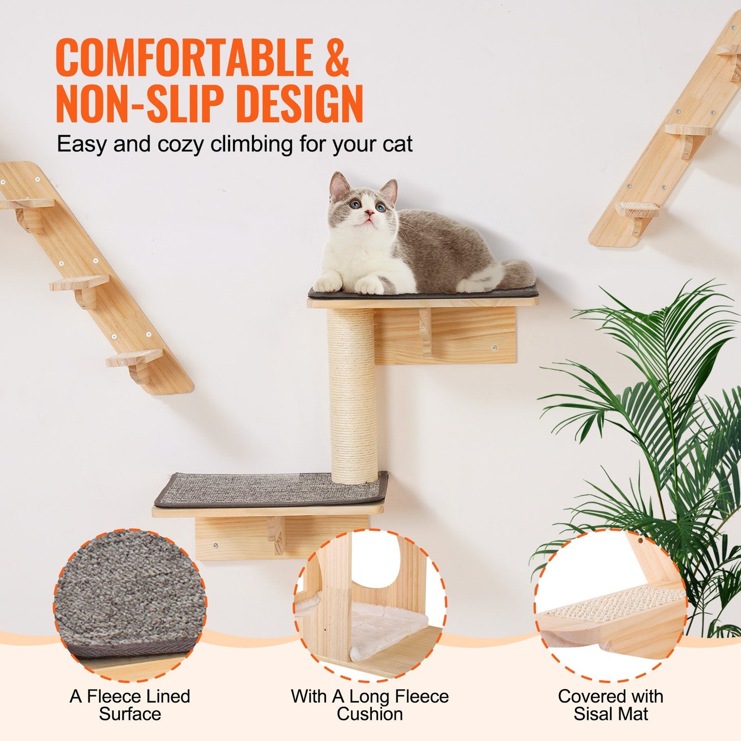 [vendor] Wall Mounted Cat Shelves Tree With Jumping Boards Nests Hammock