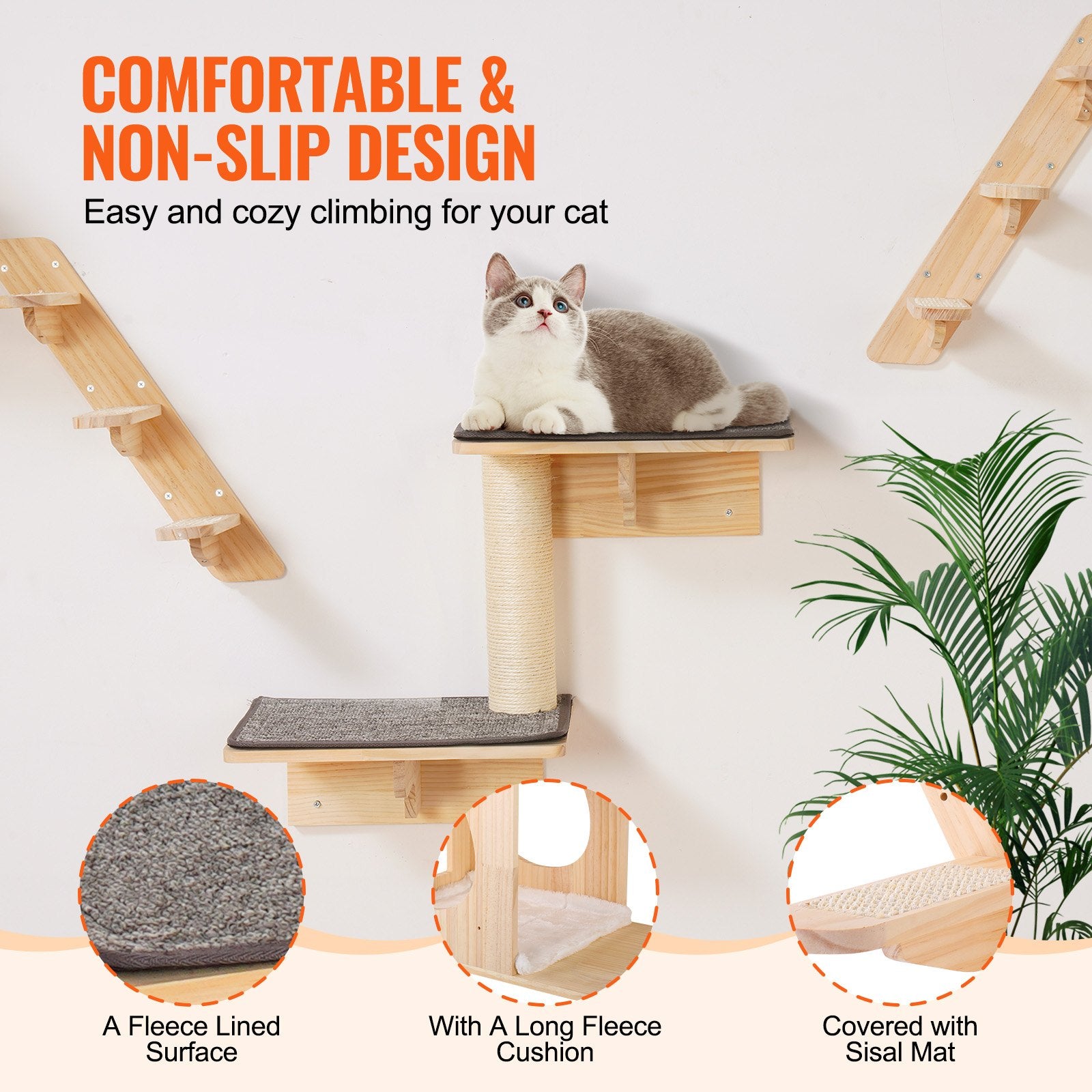 [vendor] Wall Mounted Cat Shelves Tree With Jumping Boards Nests Hammock