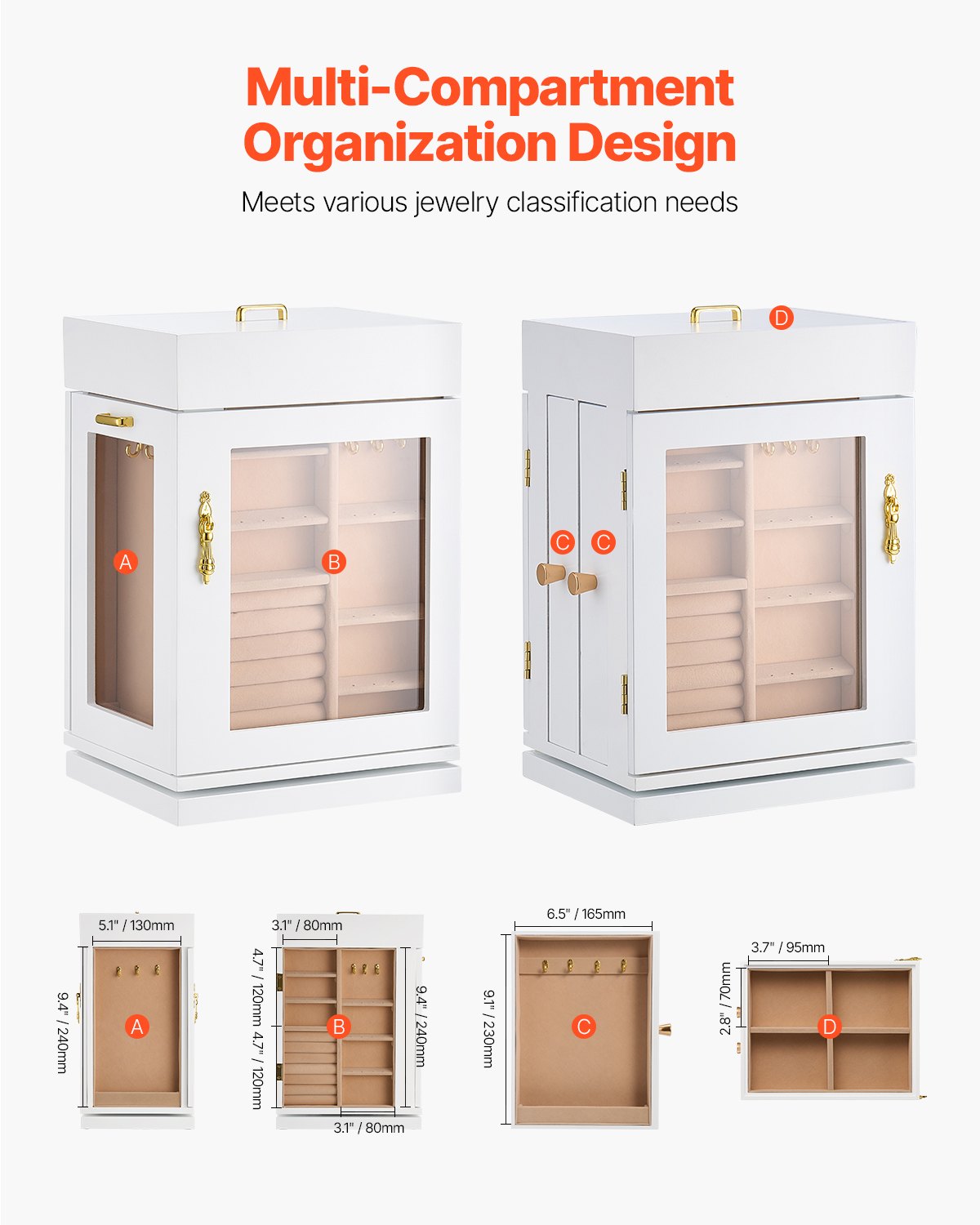 [vendor] Jewelry Box, 360° Rotating Jewelry Organizer With