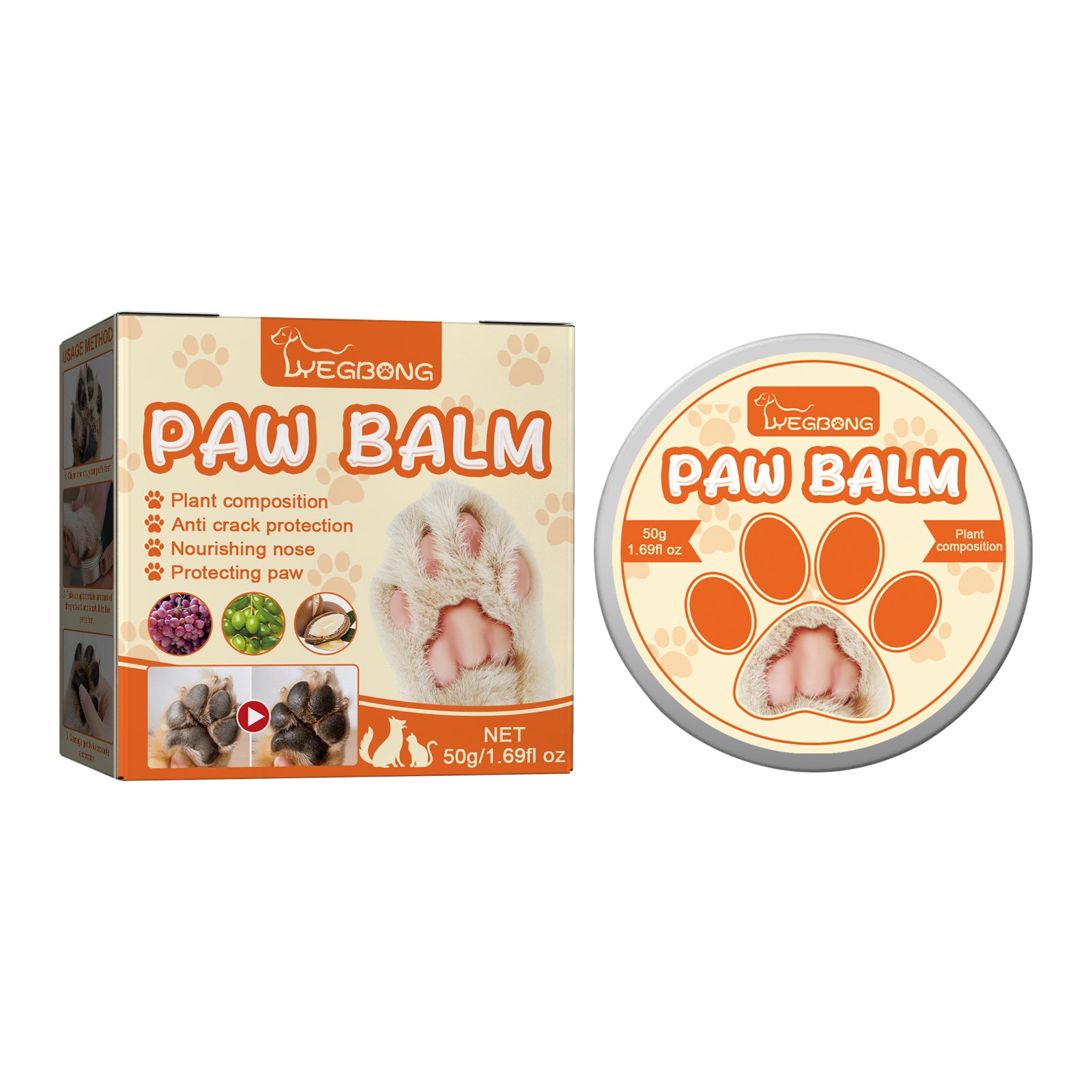 [vendor] Yegbong Pet Moisturizing Paw Balm Suitable For Cats And Dogs,