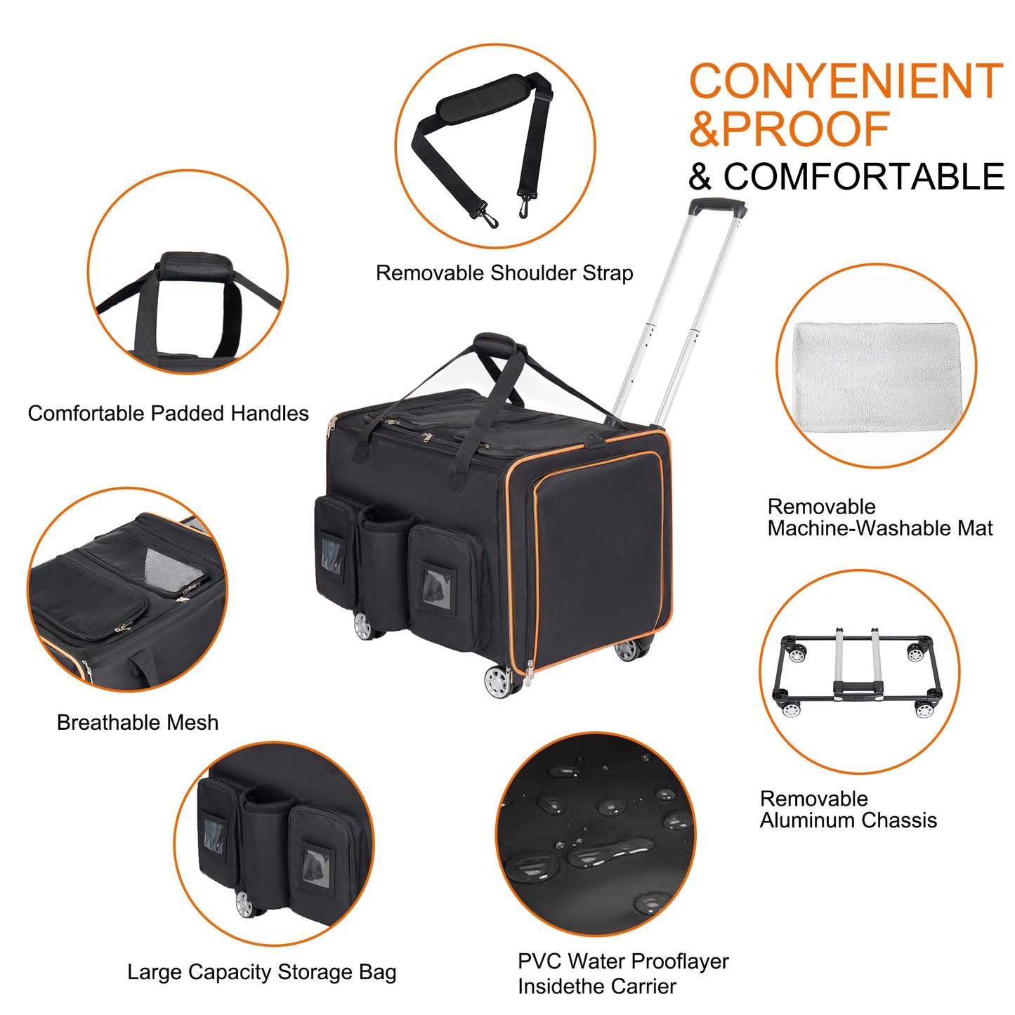 [vendor] 2 In 1 Large Cat Carrier For 2 Cats,Rolling Pet Carrier With
