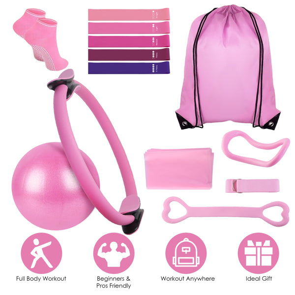 [vendor] 14Pcs All-in-One Pilates Kit, Pilates Ring Yoga Ball