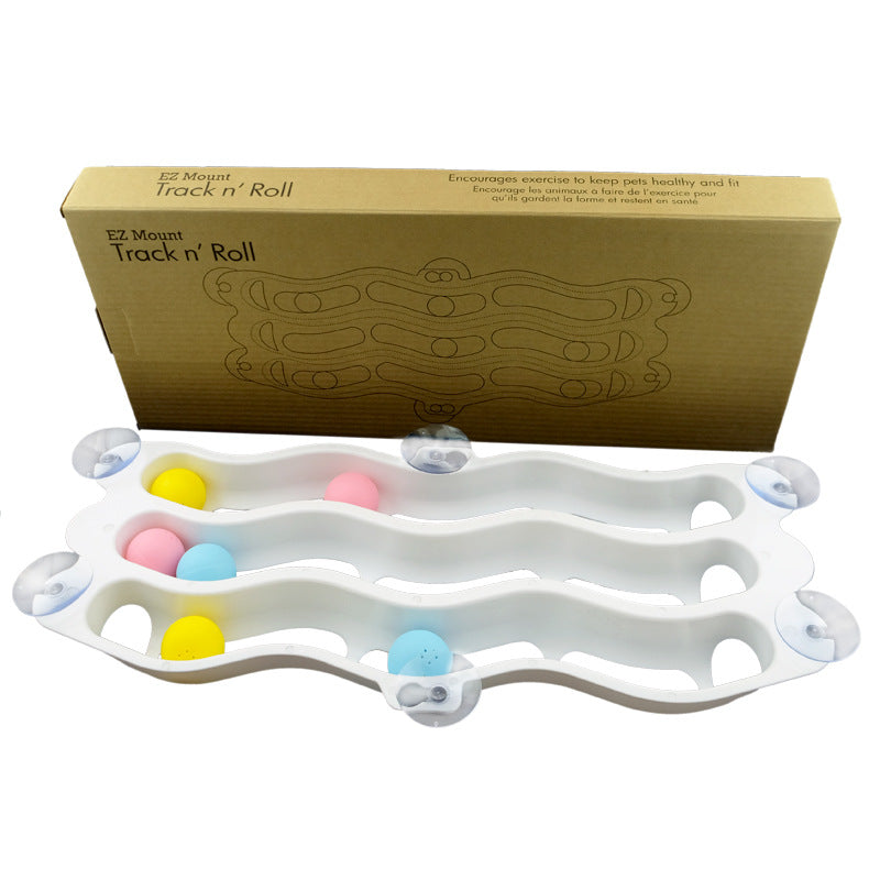 [vendor] Cat suction cup window sill track toy