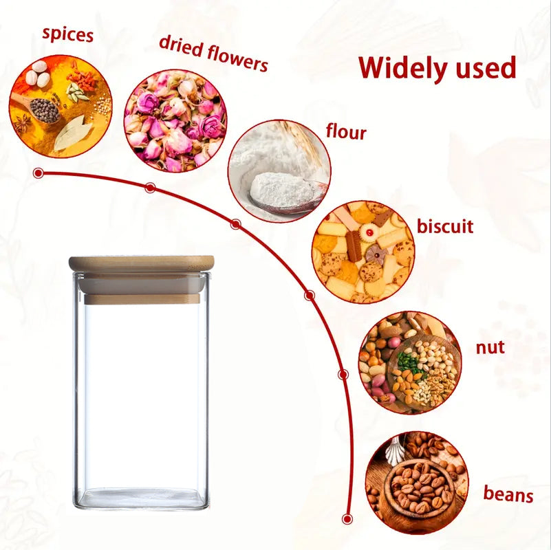 [vendor] 18 Pcs Square Spice Jars With 72 Stickers, Kitchen