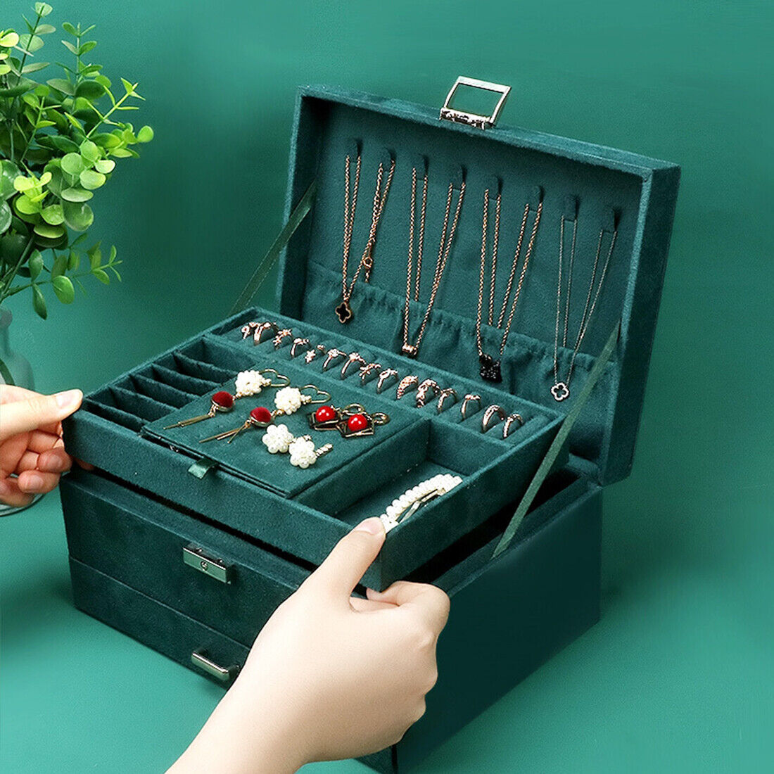 [vendor] 3 Layer Large Jewelry Box, Necklace Jewelry Storage