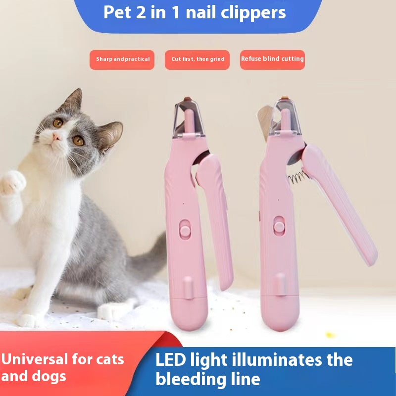 [vendor] 2 In 1 Pet Nail Clippers With Led Light Dog Cat Special Blood Line