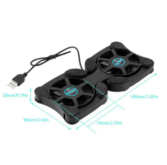 [vendor] Dual USB Cooling Fan Pad Foldable Slim Fans Cooler Stand