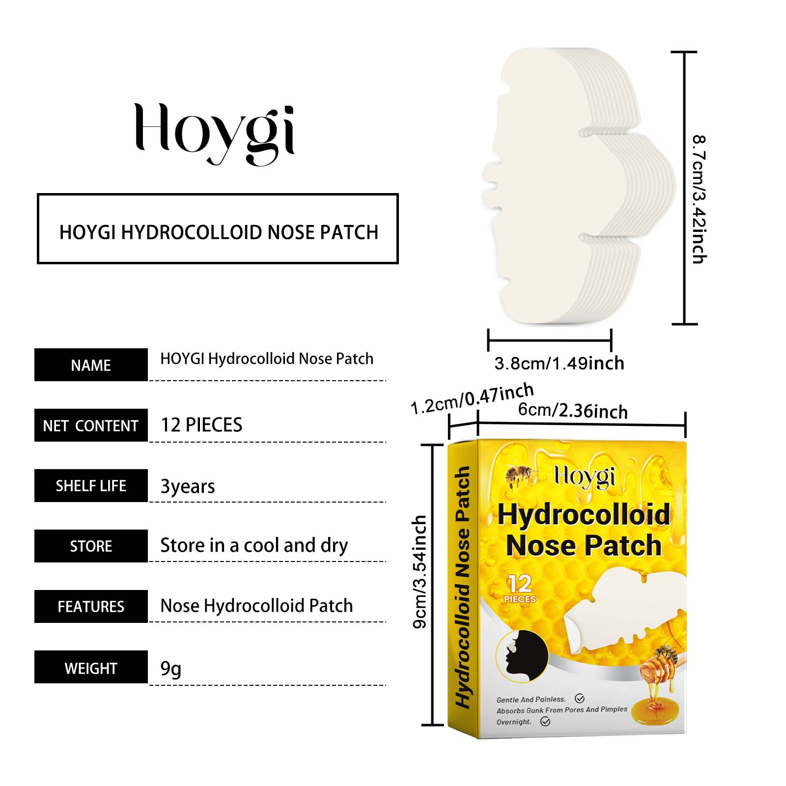 [vendor] Hoygi Hydrocolloid Nose Patch, Hydrocolloid Invisible