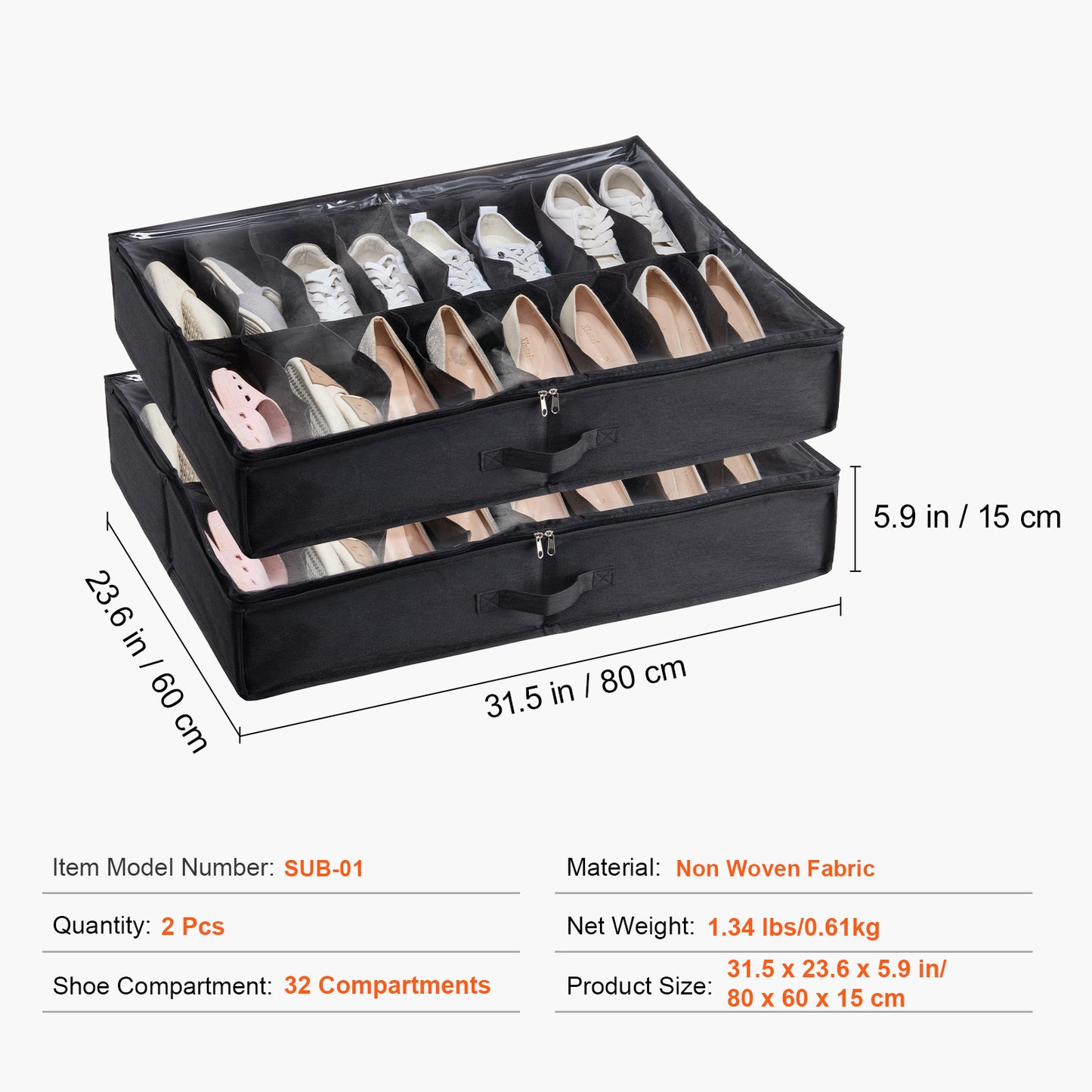 [vendor] Vevor Sturdy Under Bed Shoe Storage Organizer, Set Of 2,
