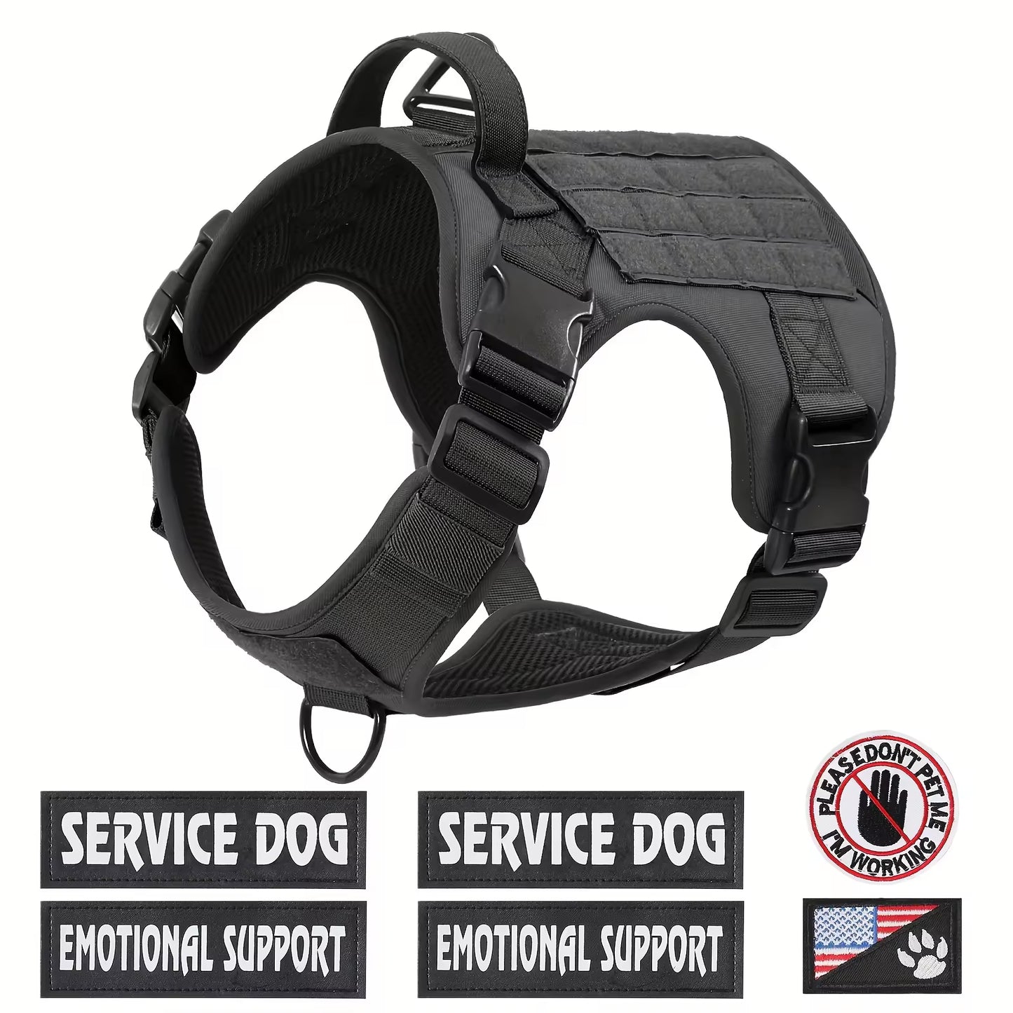 [vendor] Tactical Pet Chest Service Dog Harness Vest Adjustable Reflective