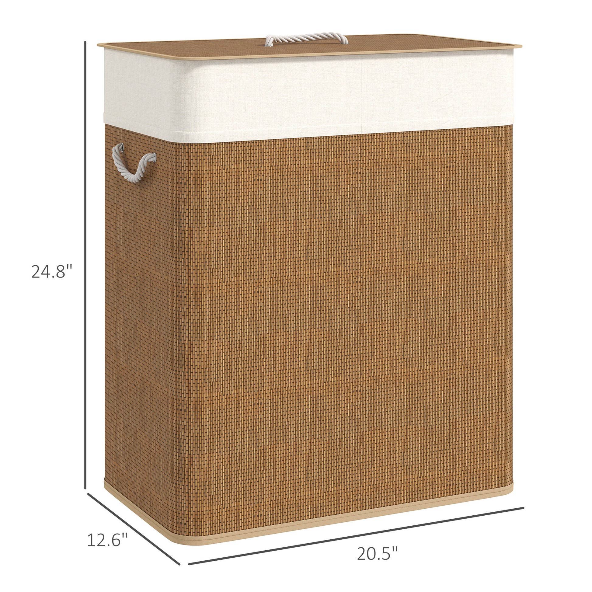 [vendor] Double Laundry Basket with Lid, 26.4 Gallon Bamboo