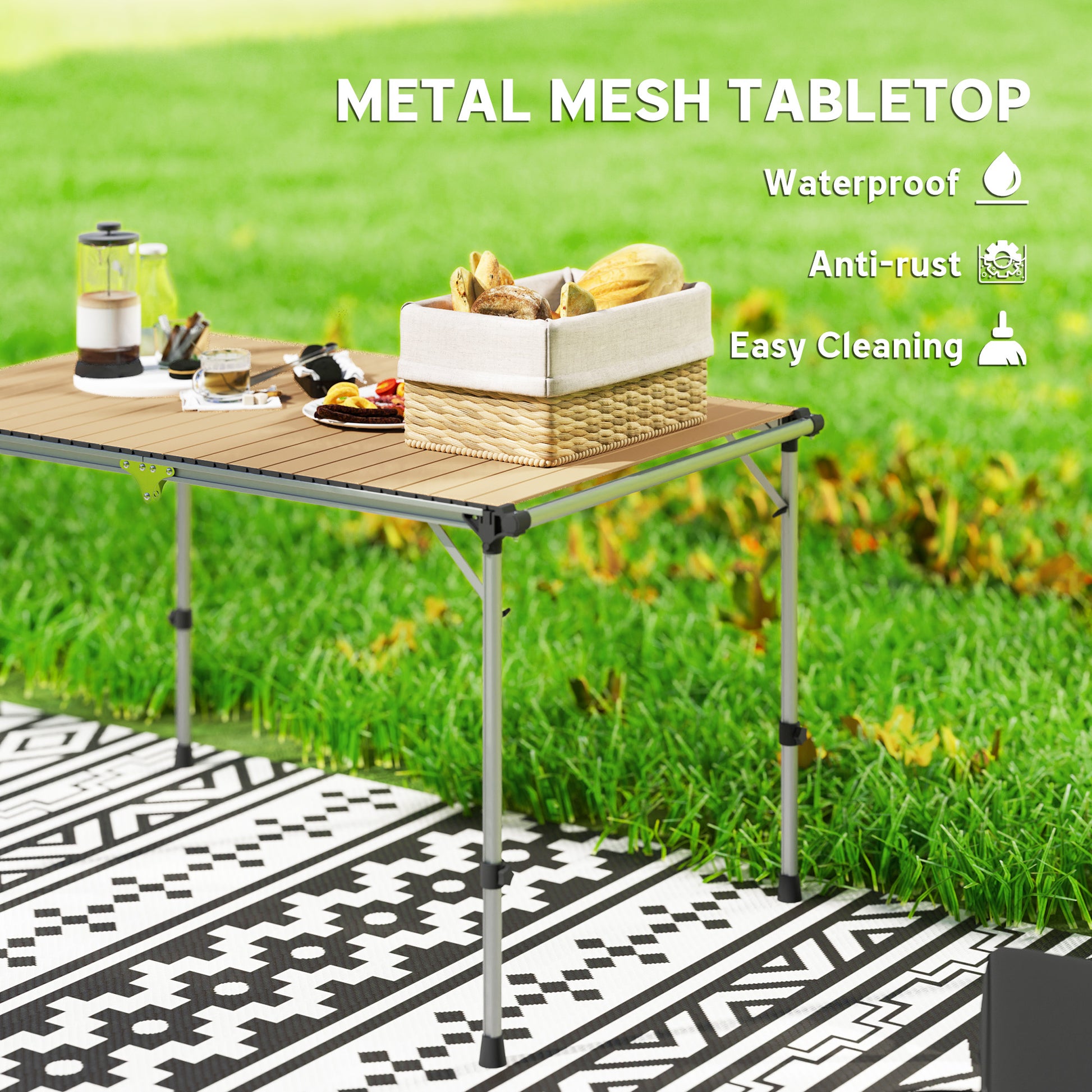 [vendor] Folding Camping Table, Adjustable Height Aluminum Table,