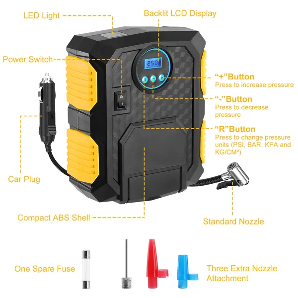 [vendor] Tire Inflator 12V DC 120W 150PSI Tire W LCD Electric Air