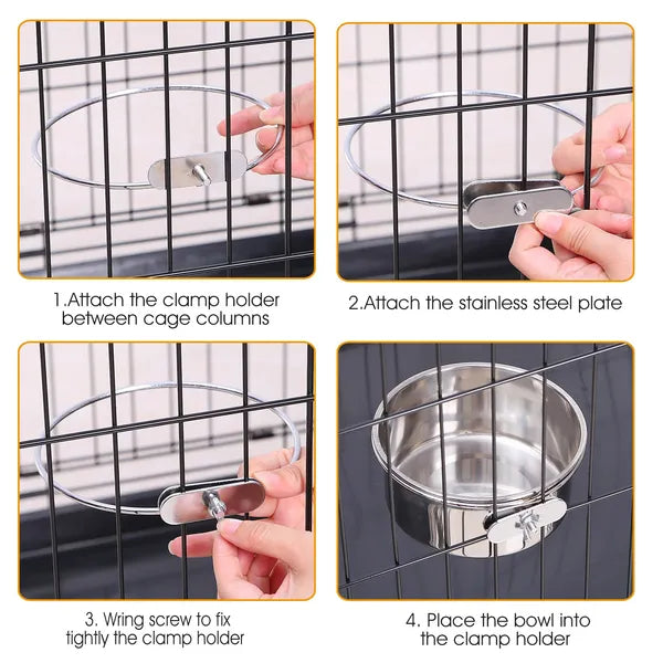 [vendor] Stainless Steel Dog Bowl Pets Hanging Food Bowl Detachable Pet